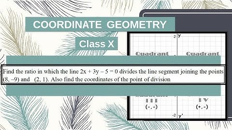 Find  ratio in which the line 2x + 3y – 5 = 0 divides the line segment joining (8, –9) & (2, 1)...