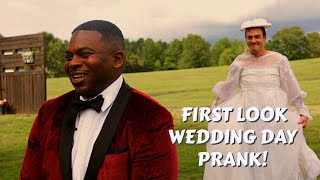 WEDDING DAY PRANK! - Groomsman dresses in vintage bridal gown and pranks groom during FIRST LOOK!