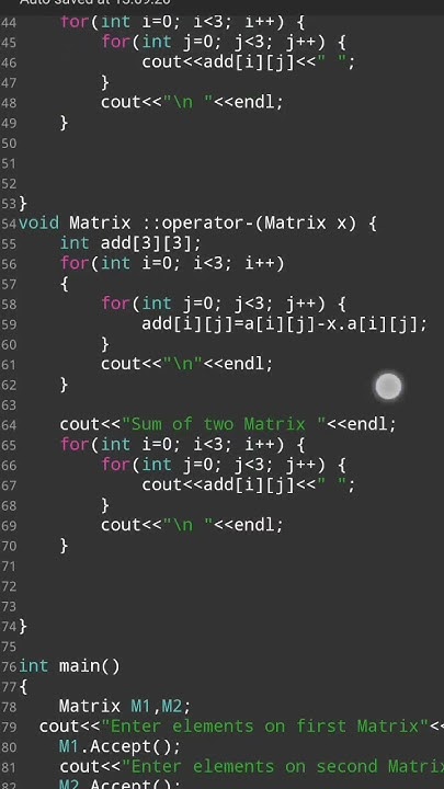 Difference Of Two Matrix By Using Operator Overloading||In C++#bca # ...
