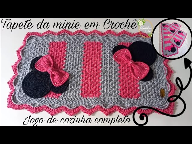 Jogo Tapete Cozinha Minnie 3 Pçs, Crochê Artesanal - DALTEX