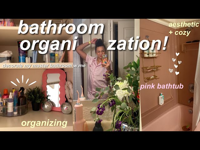 BATHROOM ORGANIZATION 🛁 *aesthetic* pinterest inspired, pink, decorating