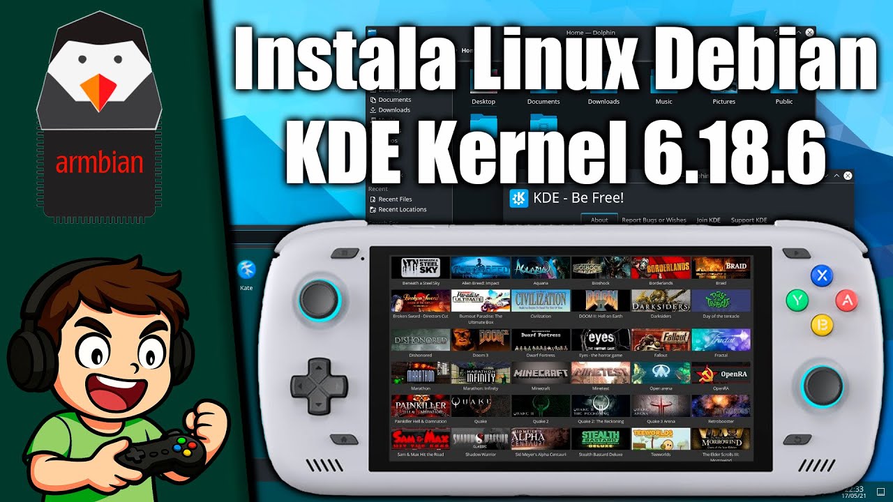 Instalar Linux en ODIN2 Debian 13, Kernel 6.18.8, MESA 26.0.0 imagen ...