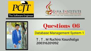 DBMS Question Session | Question Set 06 | Java institute | Ruchira . K