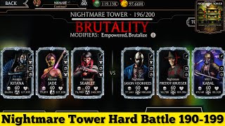 Nightmare Tower Hard Battle 190-199 Brutal-ending Gameplay + Reward | MK Mobile