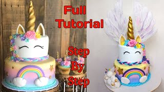 How To Make A Unicorn Cake  | Rainbow Unicorn Cake With Feather | Unicorn Theme Cake With Rainbow