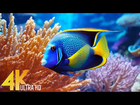 Aquarium 4K VIDEO (ULTRA HD) - Beautiful Coral Reef Fish - Sleep Relaxing Meditation Music