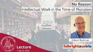 No Reason: Intellectual Work in the Time of Monsters
Recording of an inaugural lecture on 2 March 2026 at the Diplomatische Akademie Wien - Vienna School of International Studies
Gilbert Rodman
(US Scholar for the 2025–26 academic year, Vienna School of International Studies; Associate Professor of Communication Studies, University of Minnesota, Minneapolis)
Welcome and moderator:
Giulia Pelillo
(Head, Research Area Cultural Studies, Vienna School of International Studies)
Chapters:
00:00:00 Welcome by Giulia Pelillo
00:05:56 Lecture by Gilbert Rodman
00:36:25 Q&A with the audience
Learn more about the DA and its programmes at https://www.da-vienna.ac.at.
#diplomacymatters
Partners:
Fulbright Austria: https://www.fulbright.at/
Austrian Fulbright Alumni Association: https://www.fulbrightalumni.at/
Photo: © Foundry Co auf Pixabay No Reason: Intellectual Work in the Time of Monsters