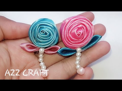 Cara membuat kerajinan  bros bunga  mawar mini dari pita  