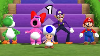 Mario Party 9 - Yoshi Vs. Birdo Vs. Waluigi Vs. Mario | Step It Up