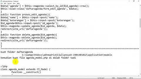 Tugas Video Database Agenda Create,update,delete pemrograman web 2