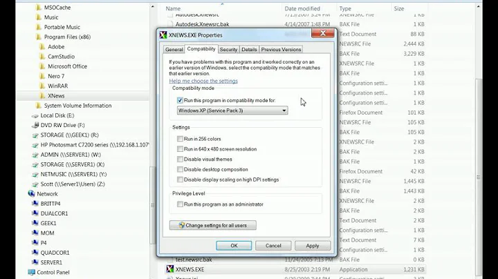 Compatibility Mode in Windows 7