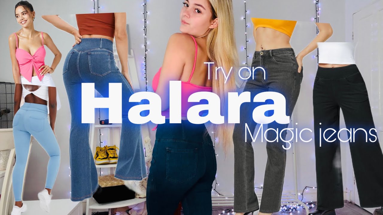 Women's HalaraMagic™ High Waisted Crossover Stretchy Knit Casual Flare  Jeans - Halara