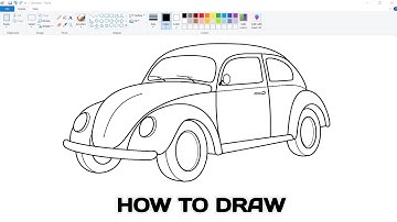 How to draw 3D Vintage Car in Computer using Ms Paint | Car Drawing step by step easy.