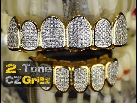 CZ Cuban Link Grillz 14k Gold Plated Hip Hop Bottom Cubic Zirconia Blinged  Teeth