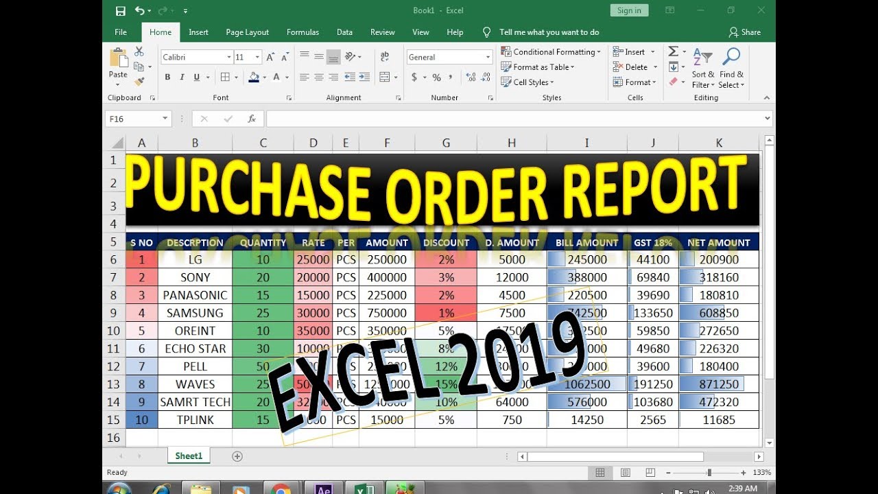 229 How To Make Purchase Order Amount Sheet In Excel Hindi Youtube