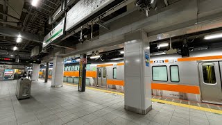E233系H53編成グリーン車組み込み試運転「サロE232 11、12 サロE233 11、12」新宿駅発車シーン