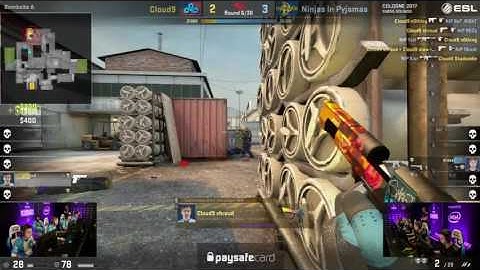 CS:GO - shroud quadkill deagle vs. NiP [ESL One Cologne 2017]