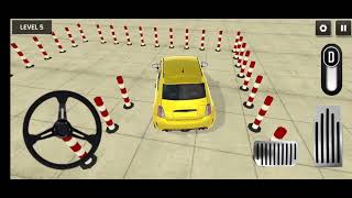 mini Cooper yellow on the parking game level 5 screenshot 2