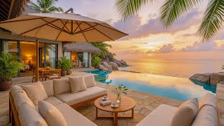 Soft Morning Jazz at Luxury Infinity Pool | Relaxing Ocean Ambience for Reading & Deep Sleep screenshot 3