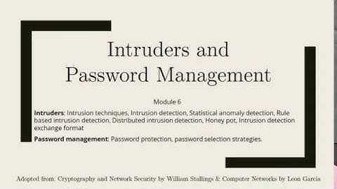 Video Tutorial on Intruders and Intrusion Detection