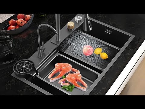 حوض سنك مع خلاط شلال وملحقات متكامل لون اسود خافت ثقيل موجود توصيل 07728138991   حوض