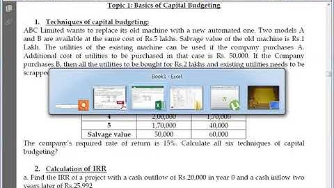 Capital Budgeting - Part one - Basics - Techniques - NPV, IRR, Payback, ARR, discounted Payback, PI