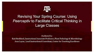 Using Peerceptiv to Facilitate Critical Thinking in Large Classes