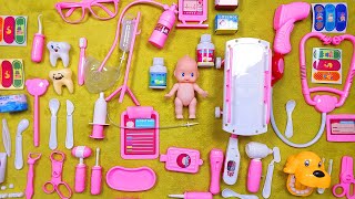 Pink Toy Doctor and Dentist set with a baby doll- Pretend to play a hospital