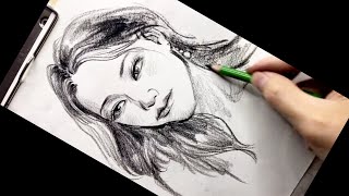 How to Draw a Portrait of Girl Using Reference Photo - Drawing Face Portrait How to Draw a Portrait of Girl Using Reference Photo - Drawing Face Portrait