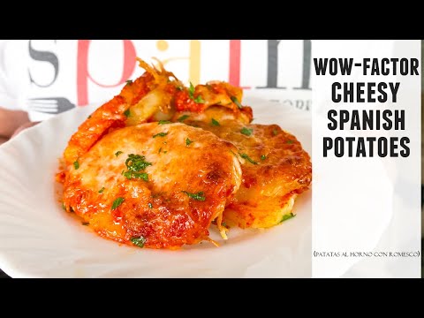 Cheesy Spanish Potatoes with Romesco Sauce   Easy Spanish Potato Bake