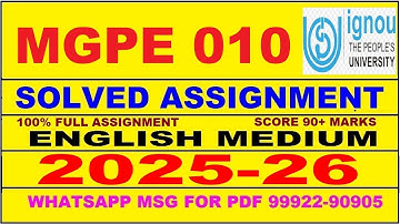MGPE 010 solved assignment 2025-26 in English || mgpe 010 solved assignment 2026 || mgpe10 2025-26