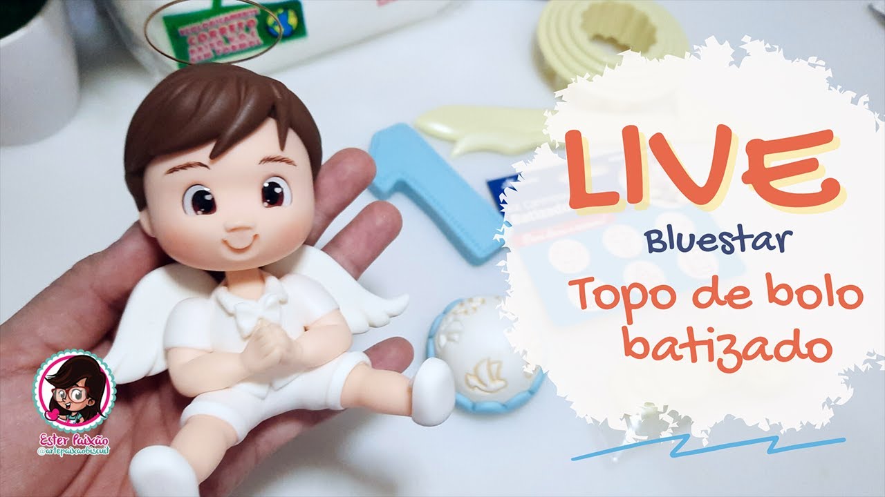 Aula Topo de Bolo Batizado menino em biscuit - LIVE Bluestar 06/09/22
