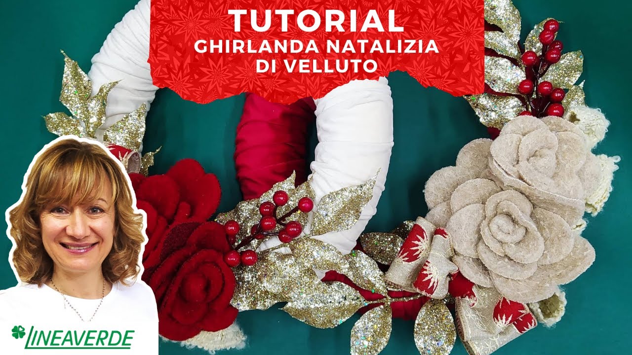 Tutorial ghirlanda natalizia di velluto fai da te - realizzazione addobbi di natale
