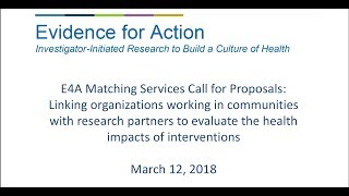 E4A Matching Services Call for Proposals