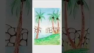 Waterfall Drawing / Simple pencil sketch of waterfall and trees #shorts #drawing #landscape