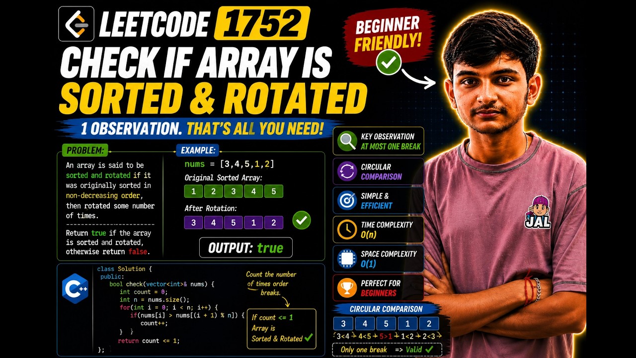 LeetCode 1752 - Check if Array Is Sorted and Rotated 🔥 - YouTube