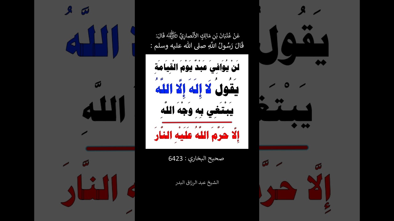 لن يوافي عبد يوم القيامة يقول لا إله إلا الله يبتغي به وجه الله = الشيخ عبد الرزاق البدر