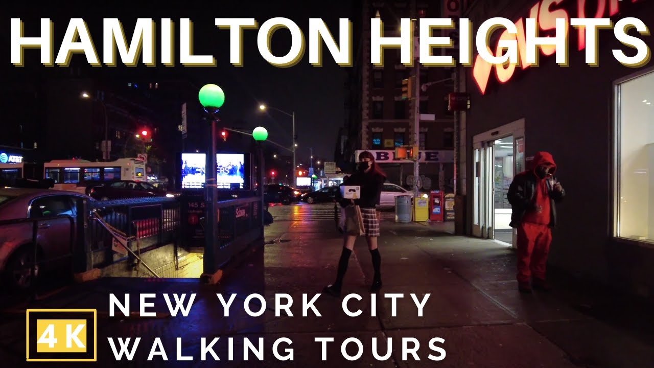 4K NYC Walking Tour | A rainy night in Hamilton Heights