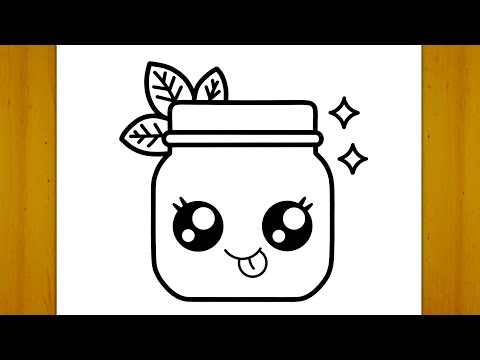 كيفية رسم جرة مربى كيوت خطوة بخطوة تعليم الرسم للمبتدئين       