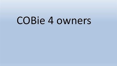 COBie4Owners