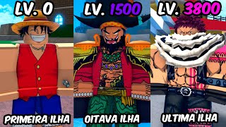 DO 0 AO MÁXIMO SÓ QUE A CADA ILHA EU VIRO UM PERSONAGEM DIFERENTE DE ONE PIECE NO ROBLOX...