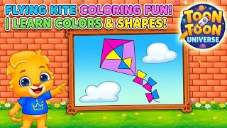 How to Color a Cartoon Kite and Clouds 🎨 Easy Drawing Book Game for Toddlers