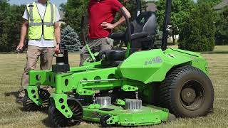 Autonomous electric mowers at Monarch Park in Naperville