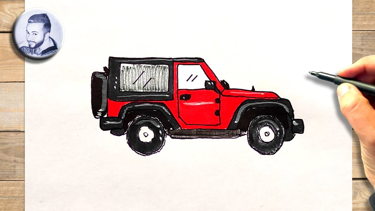 Comment dessiner une voiture jeep facile, image size:1280x720
