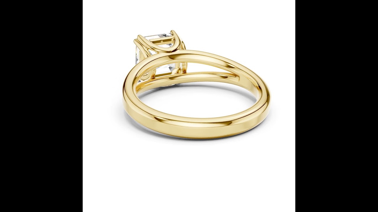 Classic Asscher Cut Double Prong Solitaire Diamond Ring