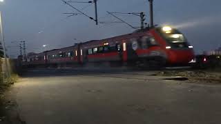 Gomtinagar - Patna Vande Bharat Express 22346 crossing railway gate at high speed 🚄... #trending