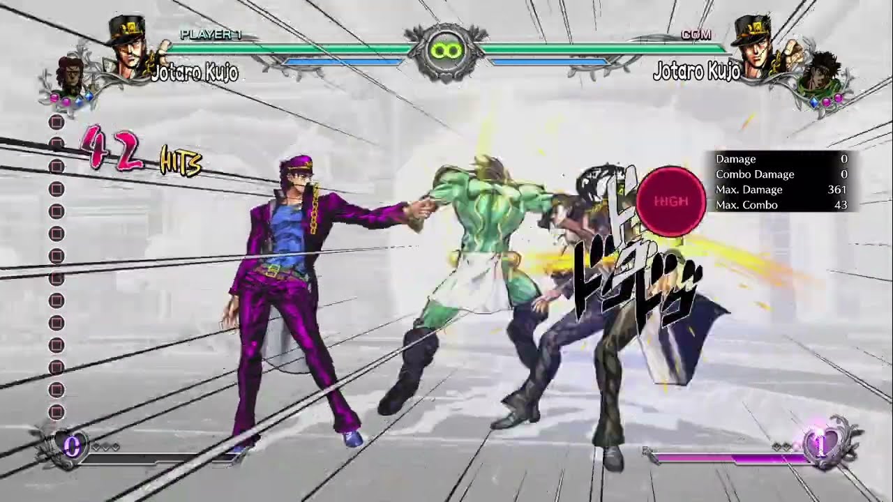 [JoJo ASBR] Jotaro 3 | s.5L / 2L | 361 + 626 / 543 DMG | 1 bar | SideWall | w/Kakyoin