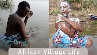 African Village Girl Bathing at the River // Village Life In Africa @africannyako 's village