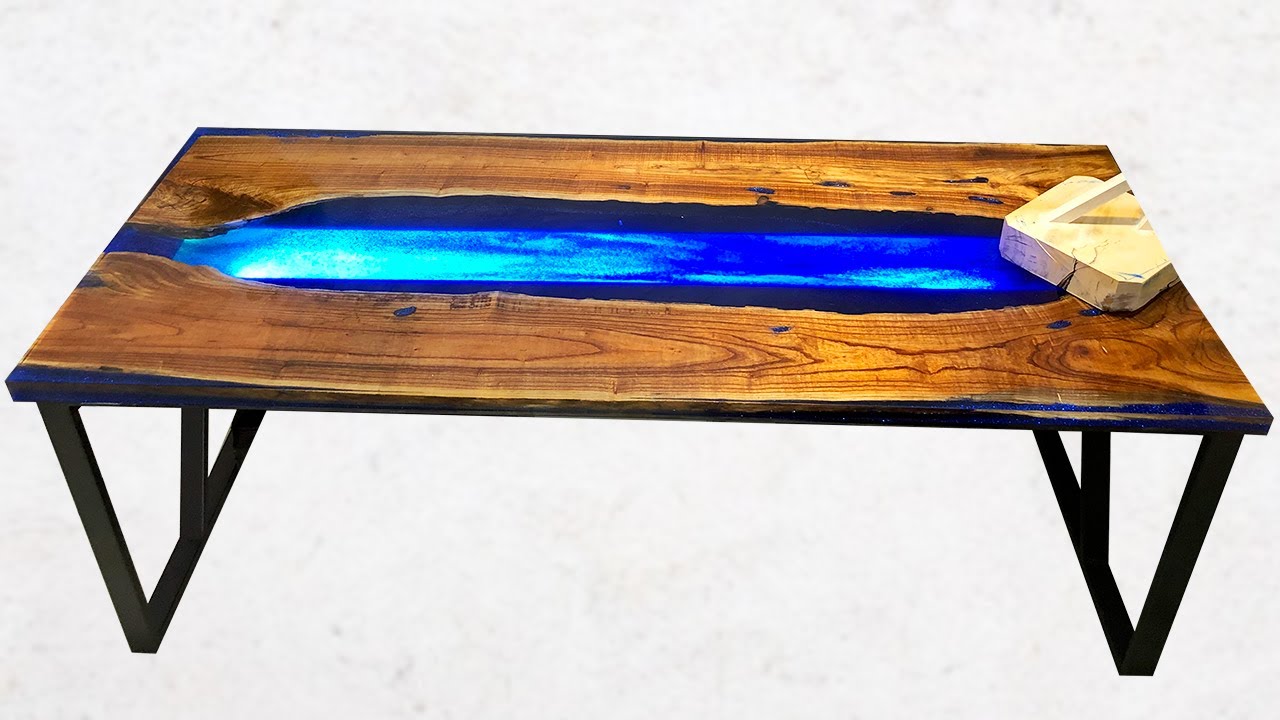 How to make a Table with Backlight from Wood and Epoxy Resin - YouTube