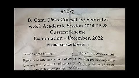 B.Com. (Pass Course) 1st Semester, (current scheme) 2022 BUSINESS ECONOMICS - I MDU University #bcom
